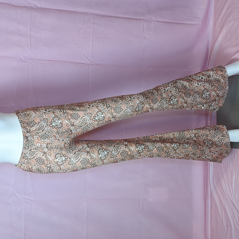 Nasty Gal Dusty Pink Paisley Print Flared Pants size 6